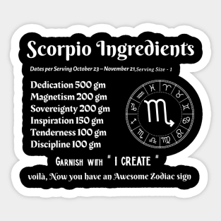 Scorpio Ingredients Sticker